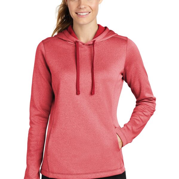 Sport Tek Women's PosiCharge ® Sport Wick ® Heather Fleece Hooded Pullover LST264 Women's PosiCharge ® Sport Wick ® Heather Fleece Hooded Pullover Thumbnail